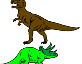 Disegno Triceratops e Tyrannosaurus Rex pitturato su mariano