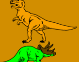 Disegno Triceratops e Tyrannosaurus Rex pitturato su dino
