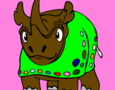 Disegno Rinoceronte  pitturato su DINOSAURO DI VALERIO