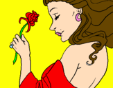 Disegno Principessa con una rosa pitturato su marianna
