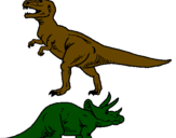 Disegno Triceratops e Tyrannosaurus Rex pitturato su saem