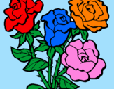 Disegno Mazzo di rose  pitturato su marty d