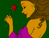Disegno Principessa con una rosa pitturato su roberta