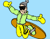 Disegno Salto con lo snowboard pitturato su matteo