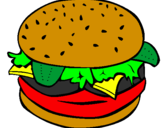 Disegno Hamburger completo  pitturato su sofia