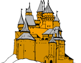 Disegno Castello medievale  pitturato su barby