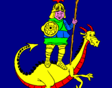 Disegno San Giorgio con il drago  pitturato su michelangelo