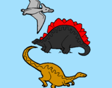 Disegno Tre specie di dinosauri  pitturato su enrico