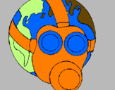 Disegno Terra con maschera anti-gas  pitturato su pich