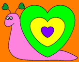 Disegno Lumachina cuore  pitturato su maia