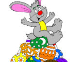 Disegno Coniglio di Pasqua pitturato su matteo