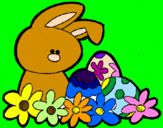 Disegno Coniglietto di Pasqua  pitturato su lalla