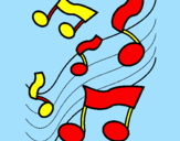 Disegno Note nella scala musicale  pitturato su elia drudi