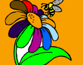 Disegno Margherita con ape  pitturato su mimì