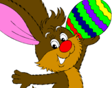 Disegno Coniglio e uovo di Pasqua II pitturato su simone scevola