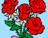Disegno Mazzo di rose  pitturato su laura marcuzzi
