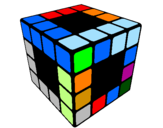 Disegno Cubo di Rubik pitturato su rubens