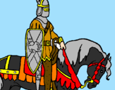 Disegno Cavaliere a cavallo pitturato su Greta pesante