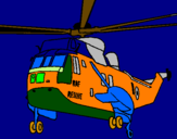 Disegno Elicottero di salvataggio  pitturato su enrico