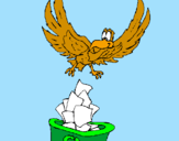 Disegno Aquila riciclatrice  pitturato su  giada
