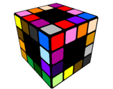 Disegno Cubo di Rubik pitturato su ludo