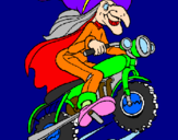 Disegno Strega in motocicletta  pitturato su Mattia