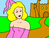 Disegno Principessa e castello  pitturato su sofia stentella