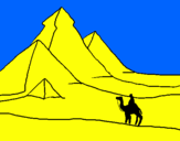 Disegno Paesaggio con le piramidi  pitturato su Marco e Leonardo Pagliari