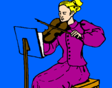 Disegno Dama violinista  pitturato su Luna Rossana