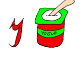 Disegno yogurt pitturato su alessia