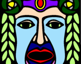 Disegno Maschera Maya pitturato su botta