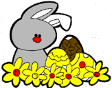 Disegno Coniglietto di Pasqua  pitturato su clelia