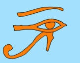 Disegno Occhio di Horus  pitturato su matteo
