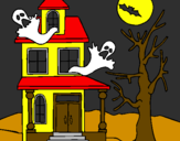 Disegno Casa del terrore pitturato su melania