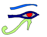 Disegno Occhio di Horus  pitturato su lucaf
