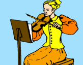 Disegno Dama violinista  pitturato su kevin