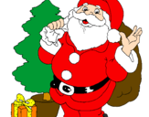 Disegno Babbo Natale con lalbero di Natale pitturato su DI FABIO SCUPOLA 2 B  