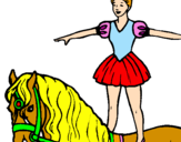 Disegno Trapezista in groppa al cavallo pitturato su nadia