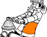 Disegno Pompiere  pitturato su alfonso