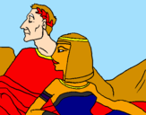 Disegno Cesare e Cleopatra  pitturato su franci