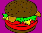Disegno Hamburger completo  pitturato su chicco