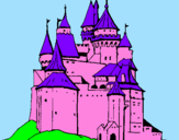Disegno Castello medievale  pitturato su VIOLA