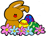 Disegno Coniglietto di Pasqua  pitturato su silvestro