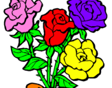 Disegno Mazzo di rose  pitturato su lidia