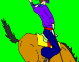 Disegno Cowboy a cavallo  pitturato su  andry
