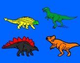 Disegno Dinosauri di terra  pitturato su riccardo