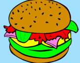 Disegno Hamburger completo  pitturato su sabri