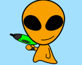 Disegno Alieno II pitturato su Massimo
