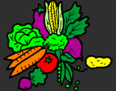 Disegno verdure  pitturato su margherita