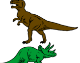 Disegno Triceratops e Tyrannosaurus Rex pitturato su Alfonso